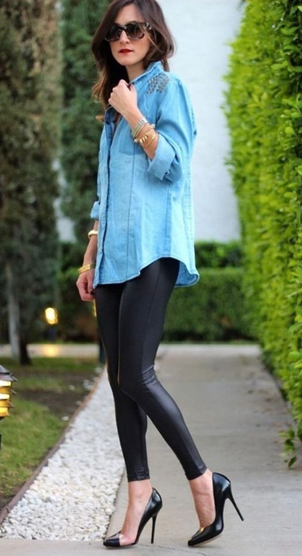 15 Types of Cute Long Shirts to Wear with Leggings (12) - Office Salt